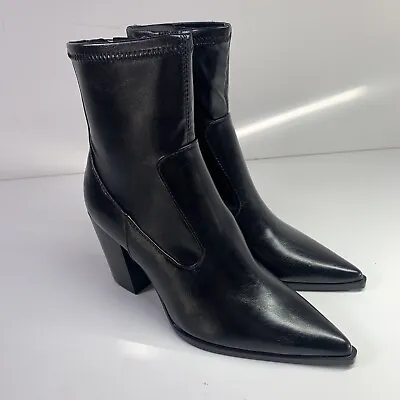 Mango Vora Women's Pointed Toe Ankle Boot With Zip Size UK 4/37 Black RRP £49 • £33.99