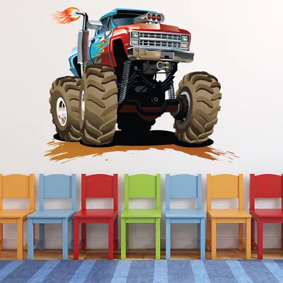 £10.98 • Buy Red Blue Monster Truck Wall Sticker WS-41194
