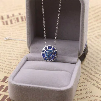 Iron Man Arc Reactor 925 Silver Blue Pendant Chain Necklace Couple Jewelry Gifts • $27.78