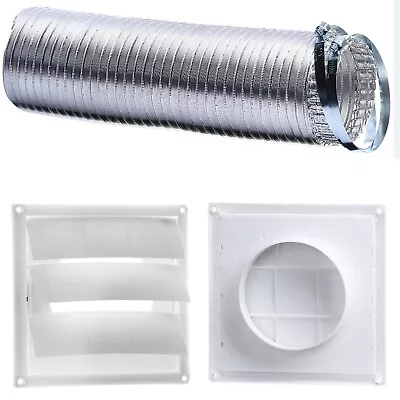 Universal Cooker Hood Stainless Steel Metal External Vent Hose & Cover Flap • £12.99