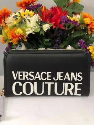 NIB~VERSACE JEANS COUTURE White & Black Leather Continental Zip Around Wallet • $125.99