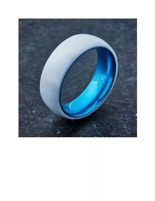 EMBR: White Ceramic Ring - Resilient Blue 8mm Size 12 Men's • $49