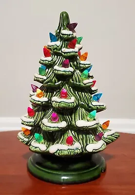 Vintage Ceramic Illuminated Frosted Christmas Tree 10 Inch Signed WP 79 USA • $78