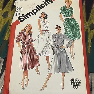 Vintage 1980s Simplicity 9943 Pullover Shirtdress Sewing Pattern 20.5 43 UNCUT • $10