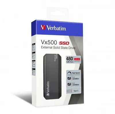 Verbatim Vx500 EXTERNAL SSD Drive 480GB USB3.1 47443 • $143.10