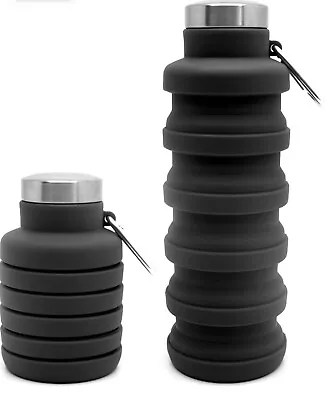 Foldable Water Bottle 500ml Collapsible Silicone Drink Outdoor Different Forms • £6.50