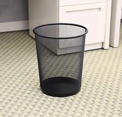 Metal Mesh Black Wire Bin Rubbish Paper Waste Home Office Bedroom Lightweight UK • £6.29