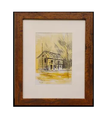 BARN Drawing After Van Gogh Landscape Sketch Signed Dated Framed Art By M.Kravt • $99