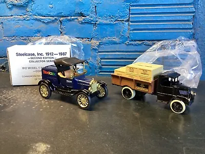 2 Ertl Steelcase Co. Truck Banks 1912 Ford Model “t” 1926 Mack Bulldog Stakebed • $24.95