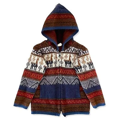 Kuri Artesanias Llama Sweater Girl Sz 2-4 Red Zip Up Hoodie Alpaca Wool Ecuador • $42.90