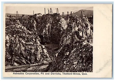 C1920's Asbestos Corporation Pit Derricks Thetford-Mines Quebec Canada Postcard • $29.95