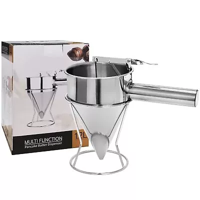 Stainless Steel Pancake Batter Dispenser Funnel Dispenser With Stand Detachab... • $28.11