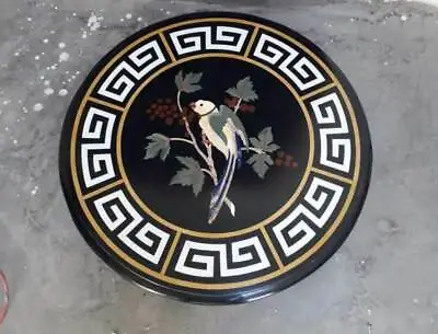 12'' Black Round Marble Dining Coffee Table Top Inlay Malachite Mosaic Decor F31 • $276