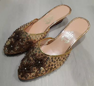 $14.99 • Buy 555 Sequin Slip On Women's Shoes GOLD BROWN FLATS WOMENS US SIZE 11 HONG KONG