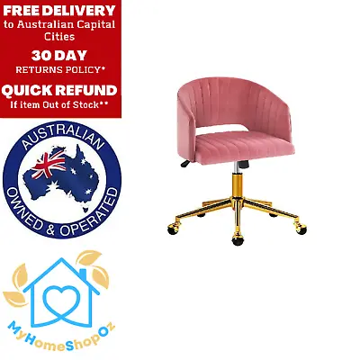 $379.99 • Buy Office Chair Velvet Adjustable Seat Pink Cushioned Backrest Steel Base Monroe