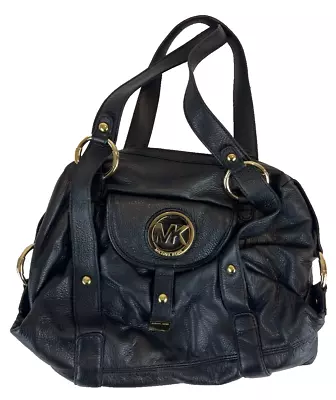 Michael Kors Black Fulton Leather Satchel Shoulder Bag Tote • $29.99