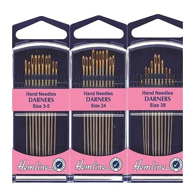 Hemline Premium Darners Hand Gold Eye Sewing Needles In Various Sizes • £3.35