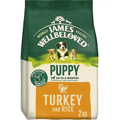 2kg James Wellbeloved Natural Puppy Dry Dog Food Biscuits Turkey & Rice BB-Nov23 • £8.99