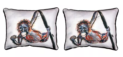 Pair Of Betsy Drake Betsy’s Monkey Small Pillows 11X 14 • $69.99