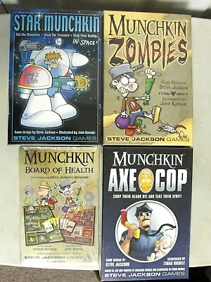 Lot Of (4) Steve Jackson Munchkin Games ZOMBIES AXE COP STAR Board Of Health • $109.99