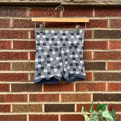 Blue And Gray Checkered High Waisted Biker Shorts • $20