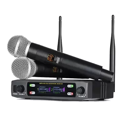 Professional Wireless Microphone System Dual Channel UHF Fixed Frequency Cordles • £37.99