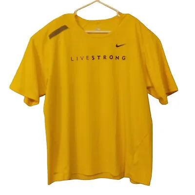 Nike Livestrong Cycling Tshirt Mens 2XL XXL Yellow Short Sleeve Fit Dry Swoosh • $14.99