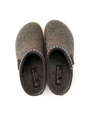 £21.15 • Buy HAFLINGER 100% Pure Wool Torben Graphit Charcoal Gray Slipper Size 6.5 Womens 37