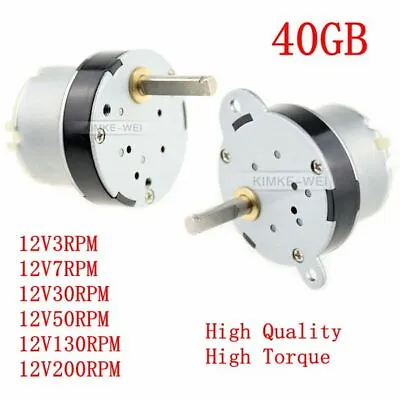 40mm 12V DC 3RPM - 200RPM High Torque Gear Box Motor Reducer Reversible 40GB New • $8.86