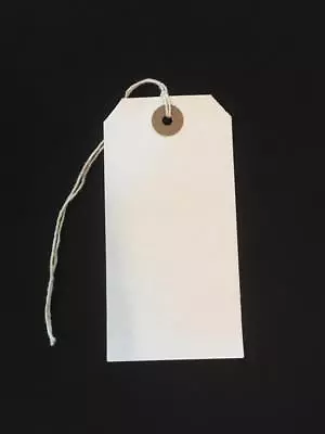 £2.20 • Buy White Strung Tie On Tags String Luggage Labels Wedding Craft Gift 120mm X 60mm