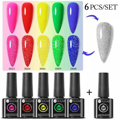 6pcs UR SUGAR Holographics Gel Nail Polish Set  Glitter Colorful Nails Gel Kit • £9.59