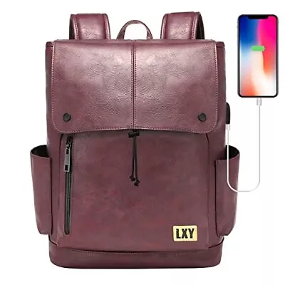 Leather Laptop Backpack Women Vintage Travel Computer Backpack With USB Charg... • $28.30