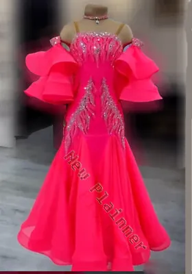$529.99 • Buy B9004 Ballroom Foxtrot Waltz Tango  Competition Pageant Gown Dress Us 6 Coral
