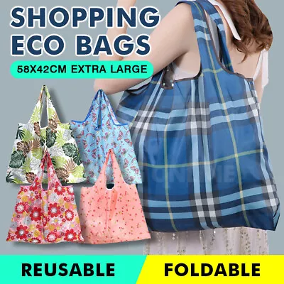 Extra Large Reusable Shopping Bag Eco-Friendly Foldable Tote Long Handle Grocery • $4.99