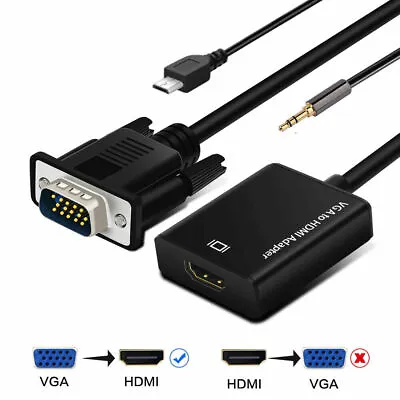 VGA To HDMI Converter 1080P HD Adapter With Audio Cable For HDTV PC Laptop TV US • $5.88