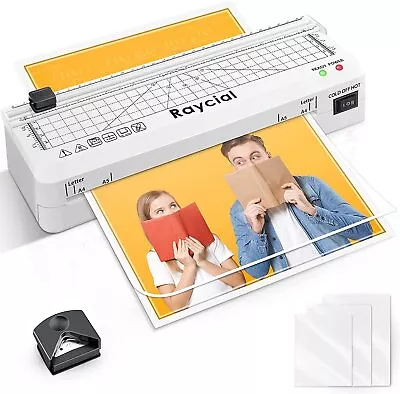 A4 Laminator Machine 10 Laminator Pouches+Paper Trimmer Punch Corner Rounder • £28.79