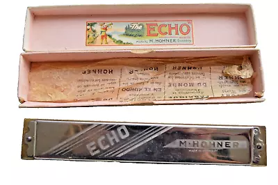 VINTAGE M. Hohner  THE ECHO HARP  Harmonica  W/ Original Box Germany • $23
