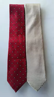 Lot 2 Donald Trump Signature Collection 100% Silk Tie Red Check & Champaigne • $29.99