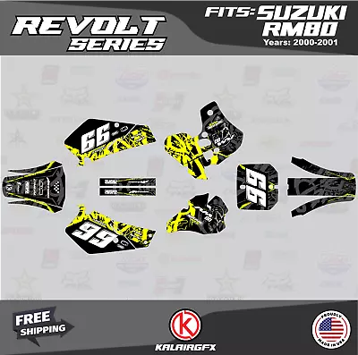 Graphics Decal Kit For Suzuki RM80 (2000-2001) RM80 Revolt Series - Yellow • $54.99