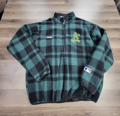 Vintage 90's Oakland Athletics Jacket Size Large Green Men's Columbia Plaid MLB • $39.95