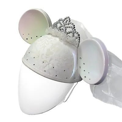 DISNEY Minnie Mouse Wedding Bride Veil Ears - OS White Costume Hat • $28.94