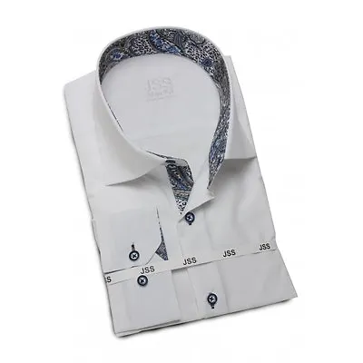 Mens Premium Designer Formal Regular Fit Dress Shirt Contrast Collar Cuff S-4XL • £24.99