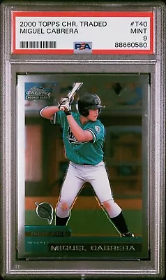 2000 Topps Chrome Traded Miguel Cabrera Rookie RC #T40 PSA 9 Mint Fresh Grade • $62