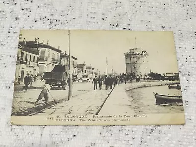 Postcard Vintage   Salonica Greece The White Tower Promenade • £1.75