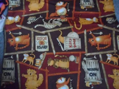 Unwashed Cotton Fabric Debbie Mumm Cats REMNANT • $4.42