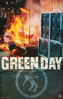 Green Day Poster Drum Set Burning On Fire Poster • $50.94