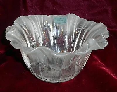 MATS JONASSON - CLEAR FROSTED - CRYSTAL BOWL - 5 1/2  Wide X 3  Tall W/LABEL • $38.99