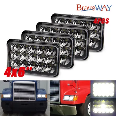 4PCS 4x6'' Black LED Headlights Hi/Lo For Freightliner 1988-2010 FLD120 FLD112 • $48.99