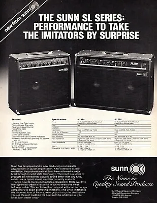 Vtg 1980s SUNN AMPLIFIER MAGAZINE PRINT AD Guitar SL SERIES 160 260 Pinup Page • $9.99