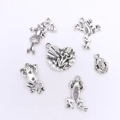6 Tibetan Silver Mixed Frog Toad Charms Jewellery Making • £2.99